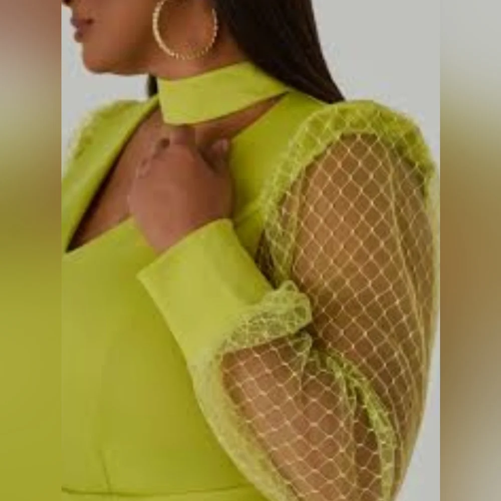 Ashley Stewart Mesh Paneled Cutout Peplum Top Size 30W/32W NWT - Picture 4 of 13